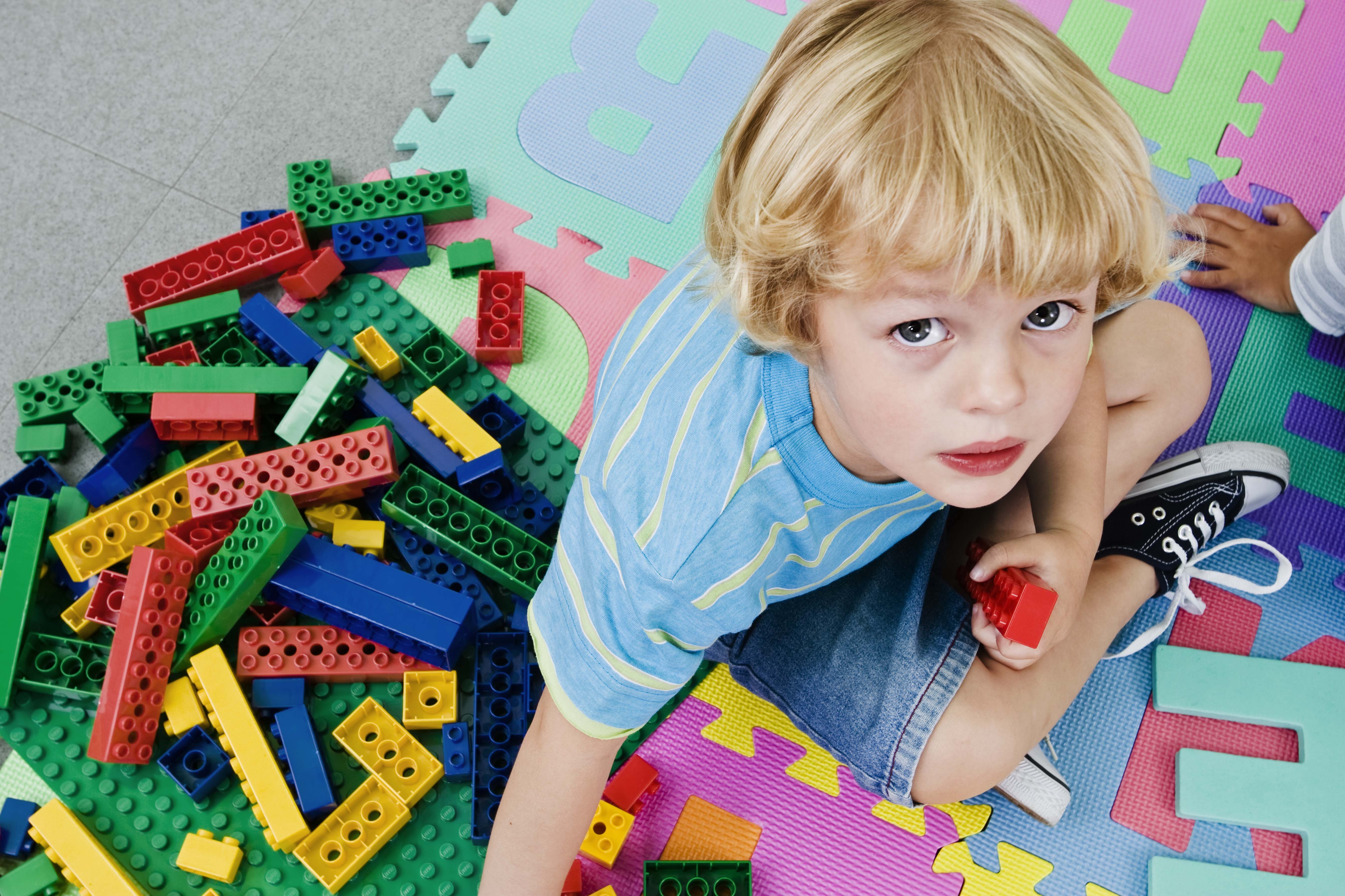 Boy playing with lego